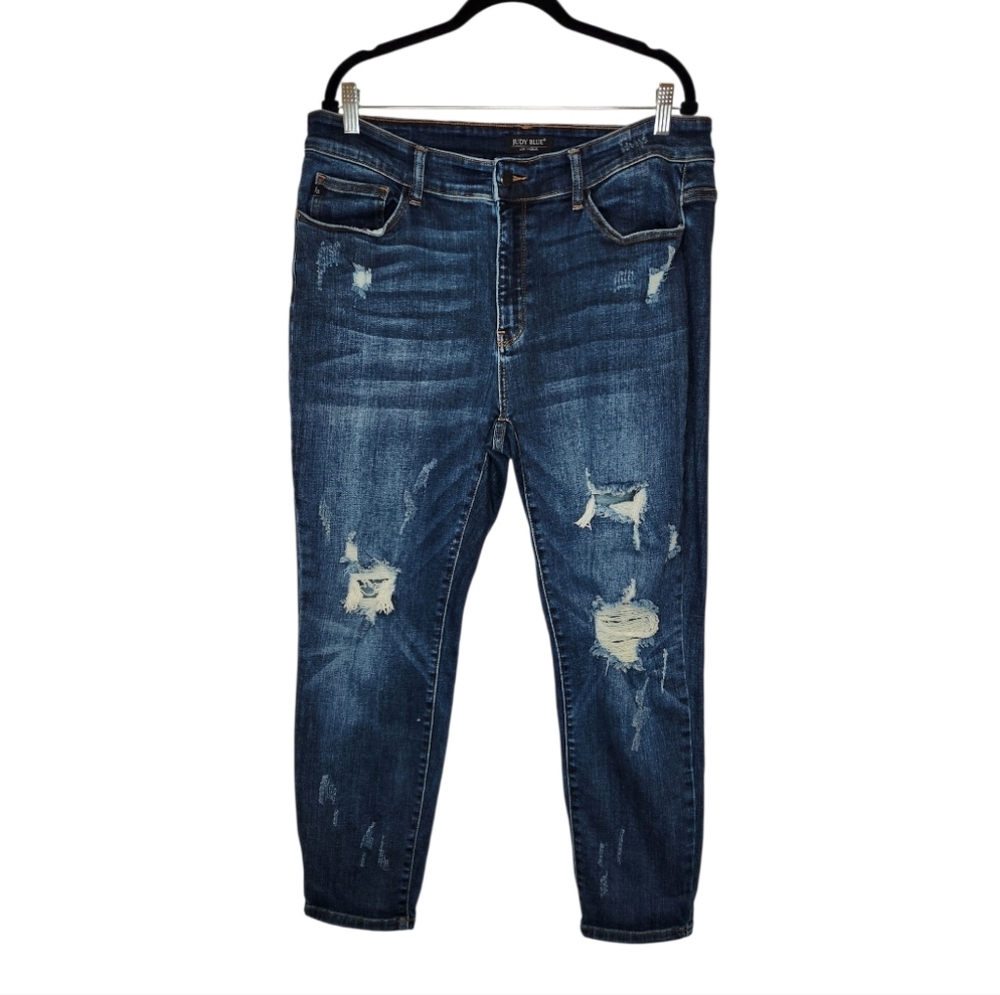 Judy Blue Distressed Boyfriend Fit Blue Jeans Size 18W